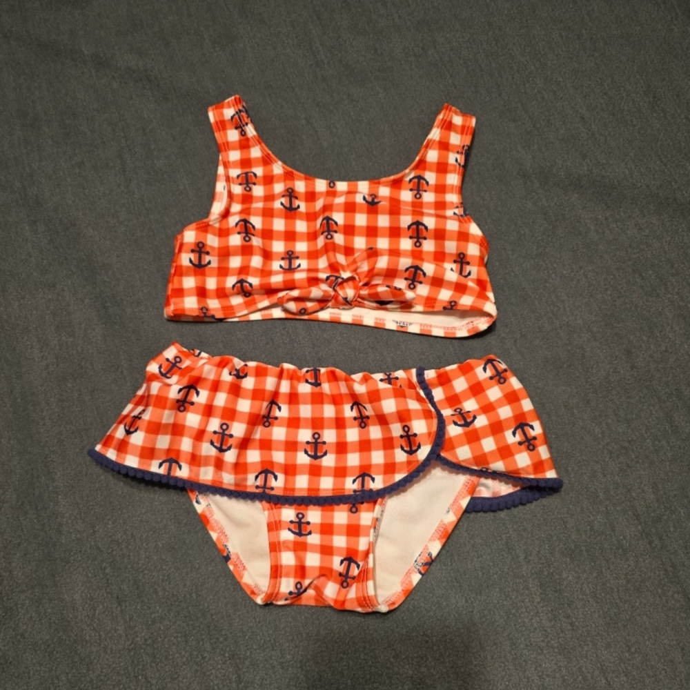 Cat & Jack Orange and White Checkered Bikini Set